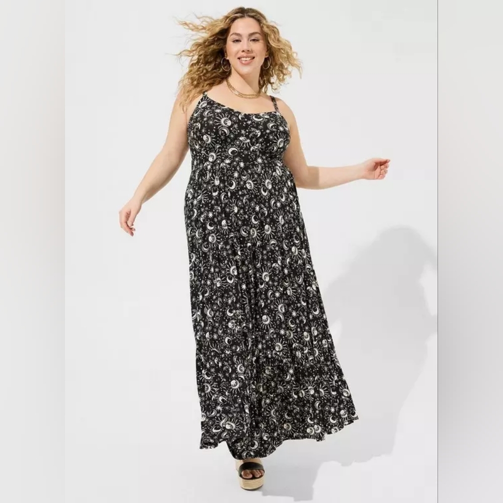 Celestial Sun And Moon Pattern Maxi Dress